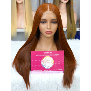 Perruques Kim K Closure, cheveux lisses, couleur foncée, 16 pouces, double trame, cheveux humains vietnamiens, lisses - Product Image 2