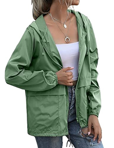 Chaqueta Cortavientos Impermeable y Transpirable Ligera y Ecológica para Mujer, con Capucha Ajustable, Bolsillos, Tacto Suave, Tinte Liso - Product Image 3