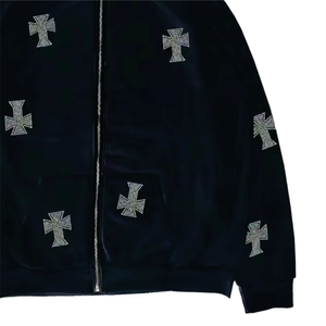 Ensemble de survêtements lourds imprimés avec logo personnalisé polaire d'hiver à strass - Product Image 3