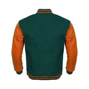 Vert Orange Baseball Letterman Veste Laine Respirant Custom made Letterman Varsity Vestes - Product Image 2