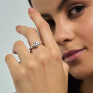 Bague pour femme en argent 92,5, bijoux fins, plaqué rhodium, zircon rond taille brillant, sertissage pavé, idée cadeau de fiançailles 176648 - Product Image 2