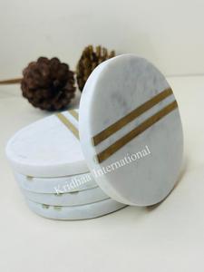 Posavasos de mármol indio Natural de moda con incrustaciones de latón para Hotel, oficina, hogar, mesa de té, alfombrillas/almohadillas para mármol indio Natural cómodo - Product Image 5