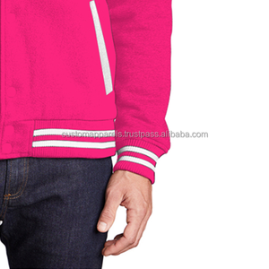Slim Fit Cotton Fleece Varsity <b>Jacket</b> for <b>Men</b> with Modern Ribbed Trim and Casual Athletic Style - Product Image 6
