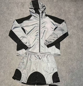 Ensemble Jogging Vintage pour Hommes Street Wear Essentials Distressed 100% Nylon Costume Logo Brodé Sweat à Capuche Pantalon Évasé Personnalisé - Product Image 1