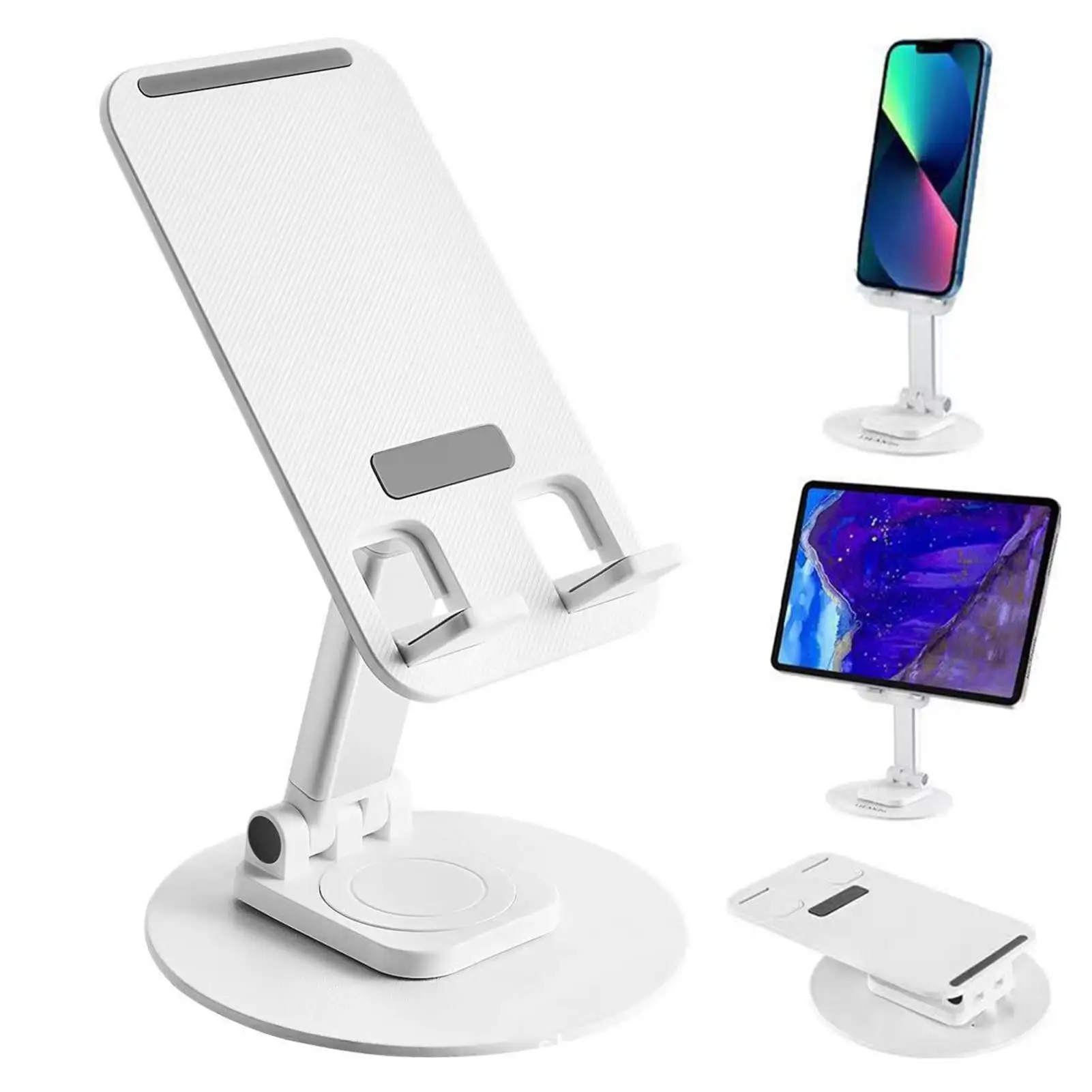 Soporte para tableta de aluminio giratorio de 360 grados Soporte plegable ajustable para teléfono móvil para escritorio