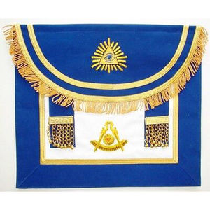 MASONIC WORSHIPFUL MASTER 100% DELANTAL DE PIEL DE CORDERO AZUL CON COLLAR DE CADENA JOYA GRATIS - Product Image 2