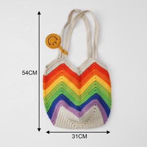 Bolso de Hombro Casual Tejido a Crochet con Diseño Arcoíris para Mujer, Estilo Bohemio, con Compartimento para Teléfono Móvil, Ideal para Viajes Diarios - Product Image 6