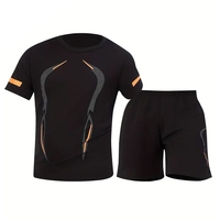 Conjunto Deportivo Informal Transpirable de Verano para Gimnasio, Correr, Trotar, Camiseta de Compresión para Hombre, Pantalones Cortos de Punto de Secado Rápido para Entrenamiento