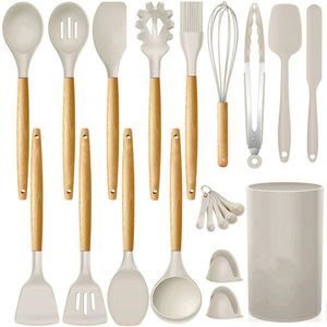 ช้อนไม้พายทำจากไม้และเรซินพร้อมและที่วางเครื่องใช้ในครัวช้อนทำอาหารจากธรรมชาติ - Product Image 1