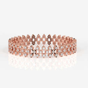 Brazalete de Oro de 18K con Diamante Cultivado en Laboratorio de Corte Redondo, Elegante Brazalete de Diamantes - Product Image 5