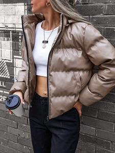 Veste matelassée tissée pour femme, chaude pour l'hiver, respirante, fermeture éclair intégrale, manches longues, légère, à capuche, épaisse et matelassée - Product Image 4