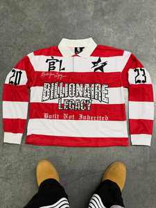 Camiseta Polo de Rugby Personalizada con Bordado 2025, con Pedrería, 100% Algodón, Manga Larga, Corte Cuadrado, Tejido de Punto, a Rayas, para Hombre - Product Image 6