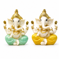 Statue de Ganesha en résine, figurine du dieu éléphant en imitation jade peinte or, décoration d'autel à domicile, cadeau religieux