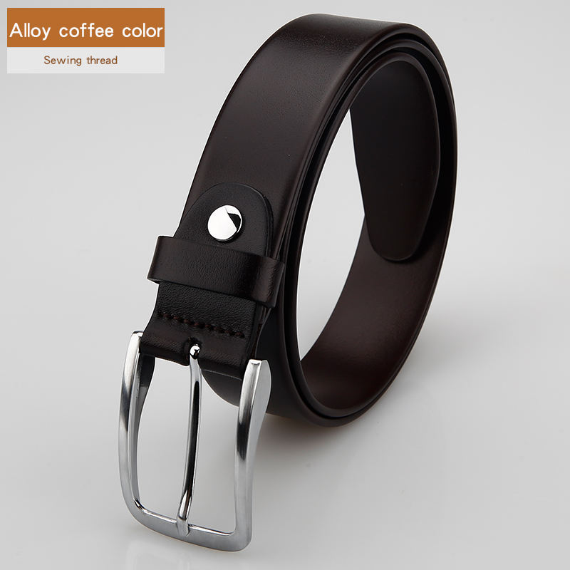 เข็มขัดสีน้ำตาล + หัวเข็มขัดโลหะผสม