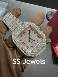 Luxury Hip Hop Iced <b>Chronograph</b> Watch 41 MM Customized Moissanite High Quality VVS Moissanite Stainless Steel Band Price - Product Image 2