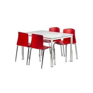 Juego de Comedor Elton para Restaurante, Mesa con 4 Sillas Apilables Tipo Cantina para Cafetería, Muebles Comerciales - Product Image 1