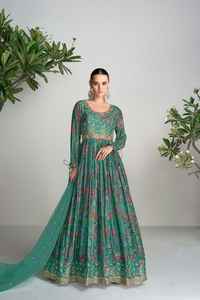 Vestido Anarkali de Diseño Exclusivo con Bordado de Piel Sintética y Espejo, Ropa India y Pakistaní para Fiestas de Mujeres - Product Image 4
