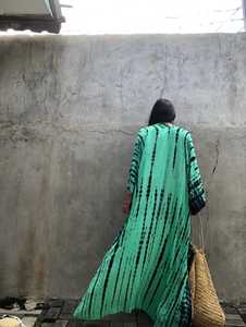 Tie Dye Holiday Floor-Length Kimono Wrap Dress Boho Lady Beach Summer Cover up Sexy Resort Wear Colección de mujeres 100% Rayon - Product Image 3