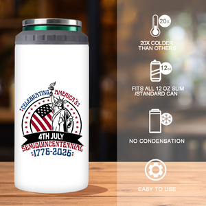Venta al por mayor de fábrica: Enfriador de latas de café y bebidas de 12 oz con aislamiento al vacío, regalo del 250 aniversario del Día de la Independencia de EE. UU. para el 4 de julio - Product Image 5