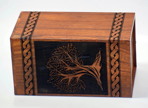 Handcrafted Engraved Rosewood Urn BoxTree of Life Design Personalized Cremation <b>Keepsake</b> - Product Image 2