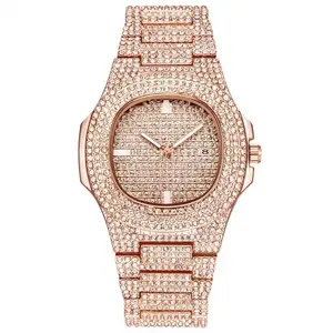 Hip Hop mode VVS diamant montre ETA mouvement rond CVD et Moissanite diamant montres glacé étanche femmes hommes poignet