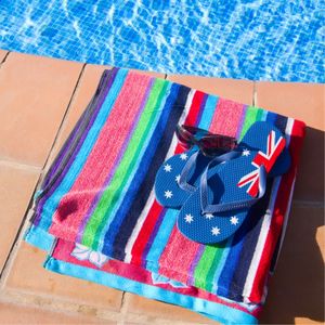 Vente en gros Serviette de plage Serviette de plage super absorbante avec fil teint à rayures Serviette de plage de golf de l'Inde - Product Image 1