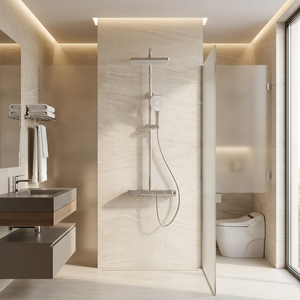 Basin Faucet 66206B Chrome Single Lever Wall Mount Stainless Steel ABS Metered Rainfall Spray Bathroom Modern Design - Product Image 2