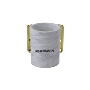 Taza de forma redonda hecha de mármol blanco de la mejor calidad más vendida con asas de Metal chapadas en oro, suministros para beber Barware - Product Image 1