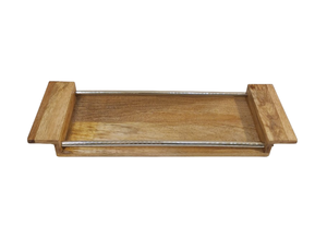 Nouveau Design Unique Plateau De Service Plat Plateau Fini Naturel De Haute Qualité Plateau Avec Barre En Aluminium Pour Dats Noix Fruits - Product Image 4