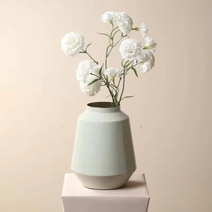 Vase à fleurs en fer imprimé émail vert clair de Style moderne décoration de la maison matériau en laiton Vases en métal de quantité en vrac d'usine directe - Product Image 2