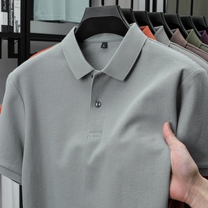 Polo de manga corta de algodón 100% de gama alta para hombre, camiseta transpirable de verano con solapa, camiseta informal Coreana de color sólido a la moda Paul - Product Image 3