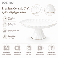 JOZING Assiette à gâteau ronde en céramique de 11,8 pouces, support de service, vaisselle de fête, stock disponible, prix de liquidation d'usine