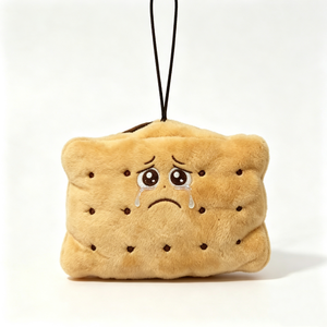 Porte-monnaie en peluche personnalisé en forme de cookie, sac à fermeture éclair en peluche sur le thème de la nourriture, pochette suspendue en peluche mignonne - Product Image 1