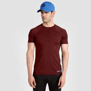 Camiseta Elegante Color Granate, 100% Poliéster, Tejido de Punto Grueso, con Serigrafía, Etiqueta Personalizada, Diseño Sólido - Product Image 1