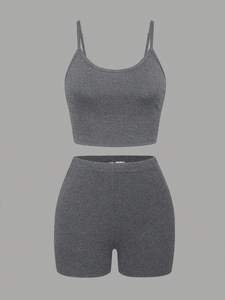 Venta al por mayor conjunto de yoga Color a juego Cruz en la espalda Conjunto de yoga con tiras Ropa deportiva Mujeres Gimnasio Fitness conjuntos de yoga - Product Image 5