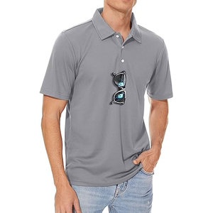 เสื้อโปโลผู้ชาย ผ้าคอตตอน 100% ทอลายถัก แห้งเร็ว แขนสั้น สำหรับตีกอล์ฟ ไม่ยับง่าย - Product Image 1