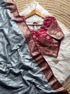 Dernier Designer Pure Viscose Dola Soie Tissage Bordure Saree Par FabZone - Product Image 2