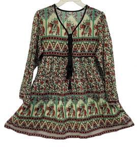 Collection 2025 – Kaftan long tie-dye en rayonne à col en V et manches mi-longues, coupe ample avec fente latérale – Nouveauté Printemps - Product Image 6