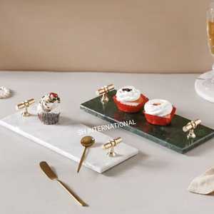 Plateau à fromage en marbre blanc moderne personnalisé de haute qualité, couteau en bois, décoration de Noël, Eid, Ramadan, portable, pour la maison - Product Image 3