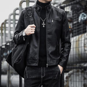 2025 hommes veste en cuir décontracté mince surdimensionné veste en cuir pour hommes mode col montant fermeture éclair vestes en cuir pour hommes - Product Image 1