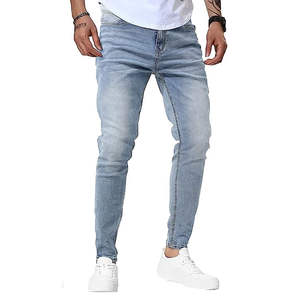Jeans pour hommes en gros, mode personnalisée, coupe droite ample, streetwear, printemps, tissé, lavé, respirant, écologique - Product Image 4