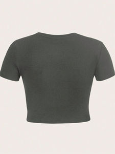 Camisetas transpirables para mujer, camisetas de algodón personalizadas, camisetas de talla grande para mujer, ropa de calle, corte lateral personalizado, cómodas - Product Image 5