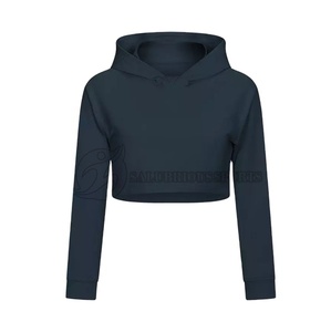 High Quality Customized Women's <b>Winter</b> Crop <b>Top</b> Hoodie Casual Pullover Streetwear Washed Techniques Hooded Collar - Product Image 5