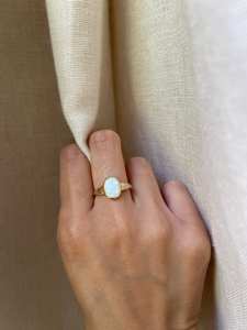 Bagues en or massif 14 carats de haute qualité avec opale naturelle d'Éthiopie, bijoux fins faits à la main, sertissage clos, pour usage quotidien, unisexe, 3 carats au total, vente en gros - Product Image 2