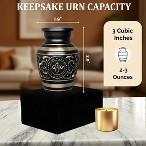 Deep Black and Gold Platinum Brass Cremation <b>Urn</b> for Adult Human Ashes <b>Large</b> Handcrafted Funeral Memorial <b>Urns</b> Brass <b>Urn</b> - Product Image 5