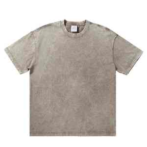 Camiseta de Manga Corta Extra Grande de Algodón Puro Lavado Estilo Vintage Europeo Americano Personalizada - Product Image 1