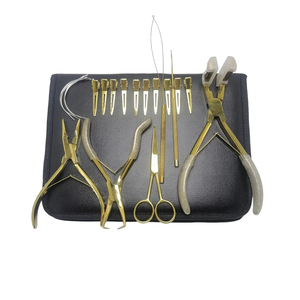 Kit d'outils professionnel pour extensions de cheveux avec aiguille, pince à perles, acier inoxydable, écologique - Product Image 5