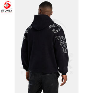 เสื้อฮู้ดผู้ชายภาพกราฟิกโอเวอร์ไซส์ผ้าฝ้ายพลอยเทียม - Product Image 4