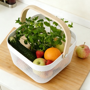 <span class=keywords><strong>Panier</strong></span> de rangement creux en métal avec poignée en bois pour <span class=keywords><strong>légumes</strong></span> <span class=keywords><strong>et</strong></span> <span class=keywords><strong>fruits</strong></span>, en fer résistant, pour la maison <span class=keywords><strong>et</strong></span> l'usine - Product Image 2