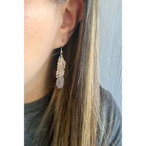 Sterling Silver Navajo Feather Dangle Earrings with Freshwater Pearl and <b>Shell</b> Butterfly Accents - Product Image 2